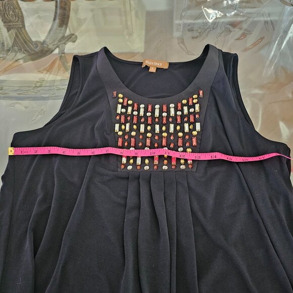 Ellen Tracy Black Sleeveless Women's Top W/Beaded Front Sz L Career Office - Picture 5 of 9